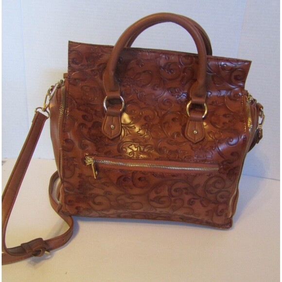 Brenice Dreamer Satchel Embossed Flower Shoulderbag Crossbody Faux Leather Boho - Picture 5 of 9